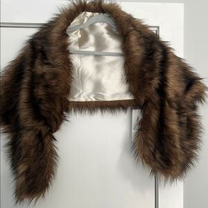 Brown Faux Fur Shawl Wrap